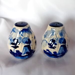 Vintage Delft Hand-painted Blue and White Ceramic Salt and Pepper Shakers Signed